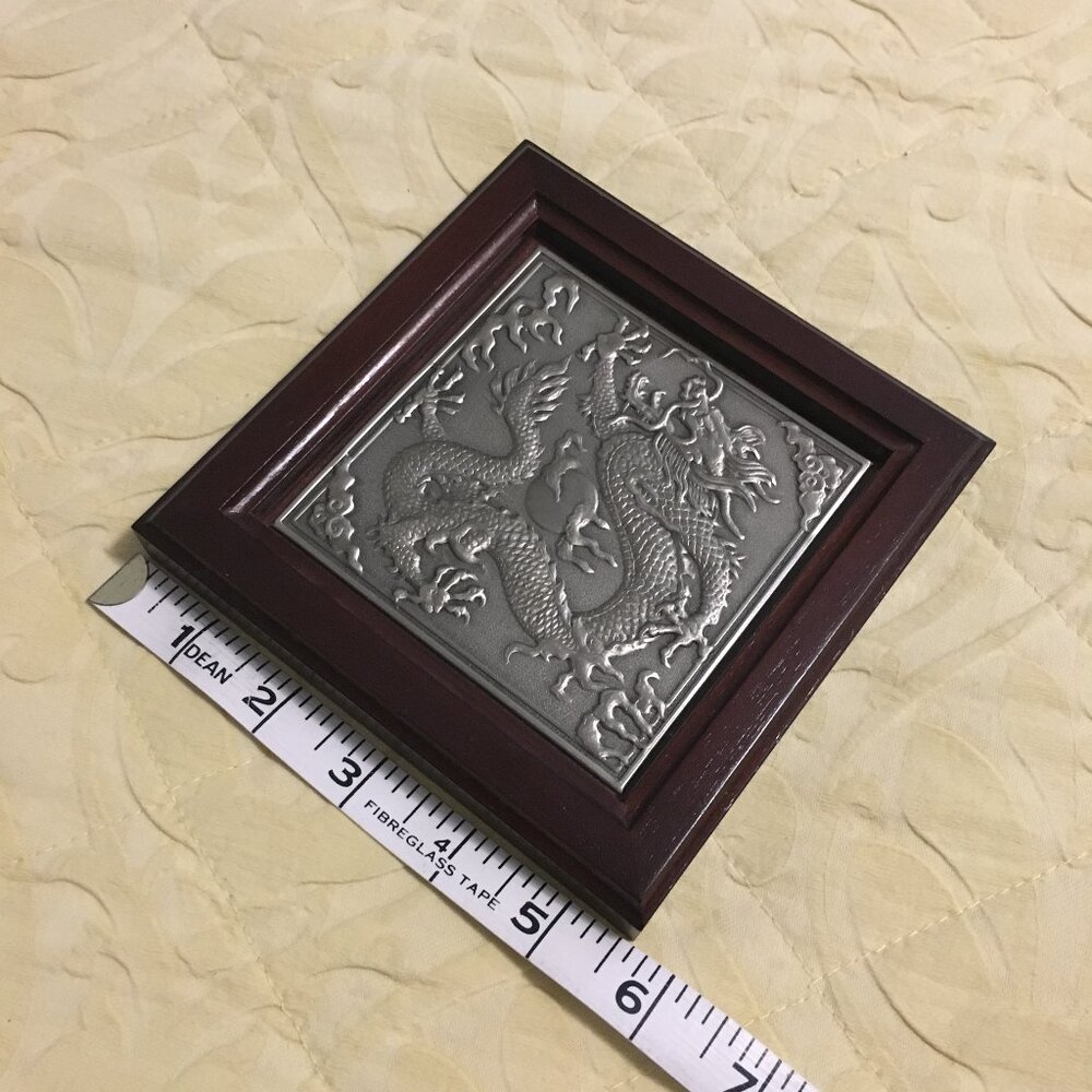 Vintage Royal Selangor Pewter Chinese Dragon Art Plaque Framed Wall Decor - Picture 12 of 13